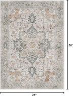 GENIMO Area Rug 2x3 Doormat, Machine Washable Low Pile Rugs, Small Retro Chenille Entryway Mat for Entrance, Hallway, Kitchen and Corridor, Light Taupe Brown