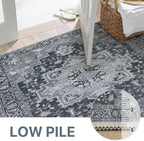 GENIMO 2x10 Runner Rugs for Hallway, Machine Washable Non Slip Vintage Rugs, Low Pile Lightweight Soft Print Rug for enrtyway, Corridor, Home Office, Kitchen,Dark Gray