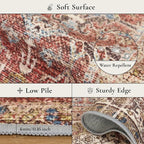 GENIMO 2x10 Runner Rugs for Hallway, Machine Washable Non Slip Vintage Rugs, Low Pile Lightweight Soft Print Rug for enrtyway, Corridor, Home Office, Kitchen, Mocha Brick