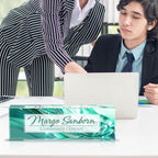 Personalized Name Plate for Desk Custom Acrylic Desk Name Plate Custom Employee Appreciation Gifts Office Gifts for Women, Men, Boss, Coworkers, Teacher, Nurse (Green Glaze)