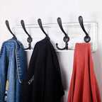 SKOLOO Rustic Wall Mounted Coat Rack: 16" Hole to Hole, Pine Real Wood Plank Wall Coat Rack with 5 Triple Hooks, Farmhouse Coat Hanger Wall Mount for Hanging Backpack Jacket Coat Hat