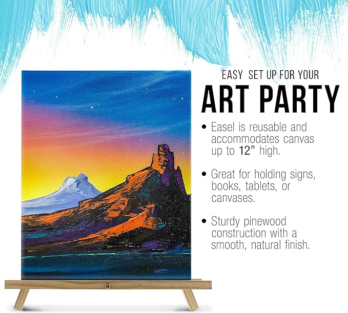 U.S. Art Supply 12" Natural Wood Tabletop Easel (4 Pack) - Adjustable A-Frame Canvas Stand for Painting Party & Signs - Table Top Easel for Painting, Canvas Holder, Crafts, Photos, Pictures