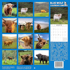 2026 Highland Cows Monthly Wall Calendar | Cute Animals Calendar 2025-2026