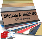 Personalized Name Plate with Choice of Mounting Holders for Walls, Doors, Cubicles, Hanging and More - Custom Textured Copper Plastic Black Letters - USA Made 2x6 - M2