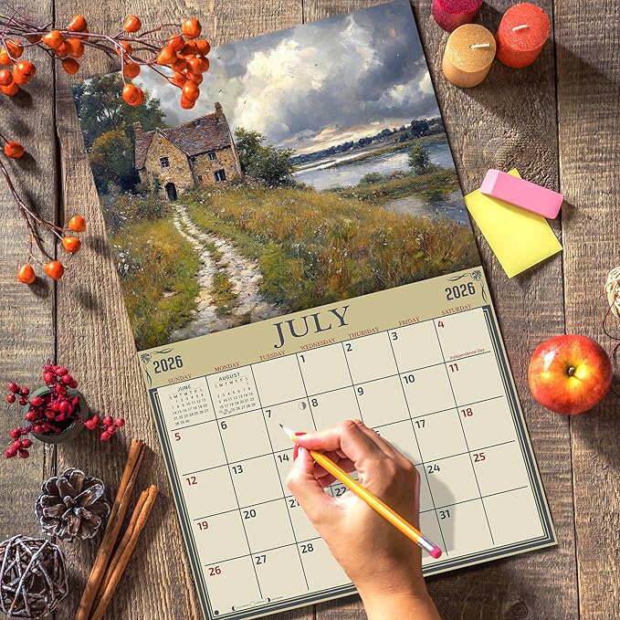 2026 Old English Countryside Wall Calendar 16-Month X-Large Size 14x22, by The KING Company-Monster Calendars
