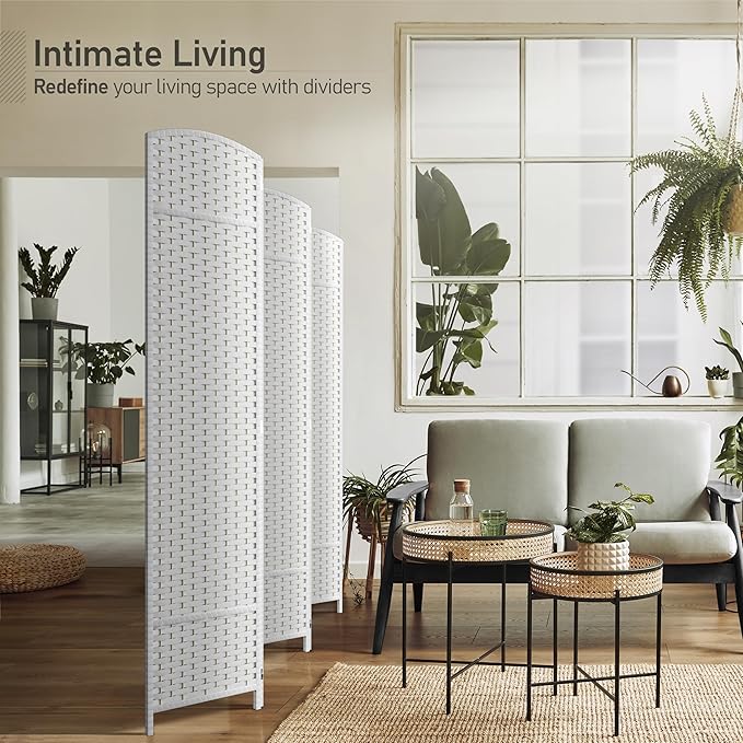 Sorbus 6 Panel Room Divider 6 ft. Tall - Privacy Screen, Extra Wide Double Hinged Panels, Mesh Hand-Woven Design, Partition Room Dividers and Folding Privacy Screens, Wall Divider for Room Separation