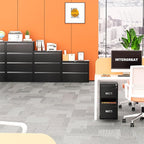 INTERGREAT 3-Drawer Black Lateral File Cabinet, Locking Metal Lateral Filing Cabinets with Lock, 28" W Horizontal Storage Cabinet with Adjustable Shelves for Home & Office