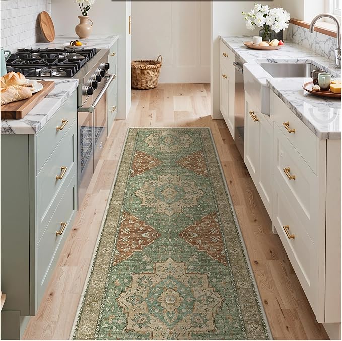 GENIMO Runner Rug 2'6"x6 Machine Washable Non Slip Vintage Hallway Runner Rug, Low Pile Lightweight Rugs for Indoor Entryway, Hallway, Kitchen and Corridor
