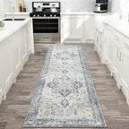 GENIMO Runner Rug 2x6, Machine Washable Runners, Non Slip Vintage Hallway Runner Rugs, Low Pile Lightweight Mat for Entryway, Hallway, Kitchen and Corridor, Blue