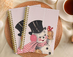 Knibeo Vintage Pink Christmas Snowman Notebook - Snowman Christmas Notebook, Pink Notebook, Merry Christmas Notebook, 5.5×8.3 Lined Paper Spiral Bound Notebook with 164 Pages