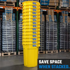 Magnum 55 Gallon Trash Can, High-Vis Yellow, Construction Grade, Heavy Duty Plastic, Jobsite Ready for Handling and Holding Garbage CMTC-C000-55Y05 (5 Pack)