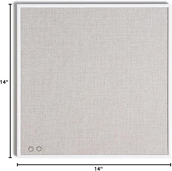 U Brands Farmhouse Linen Bulletin Board, 14" x 14", White Metal Frame, Industrial Grade Pinning Surface (Pack of 4)