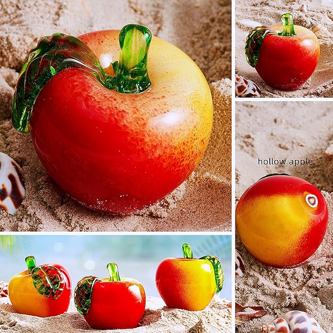 EUSTUMA Hand Blown Art Glass Apple Collectible Figurines,Glass Apple Paperweight,Christmas Eve Gifts,Home Decoration,Office Decoration.