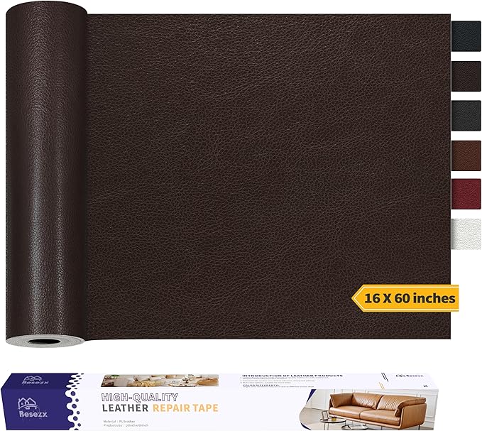 Besezx Leather Repair Patch Tape Kit, Self Adhesive Leather Repair for Furniture, Couch, Sofa, Car Seats,Office Chair,Vinyl Repair Kit.60inx16in