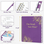 SUNEE End of Life Planner - I'm Dead Now What Planner for Seniors & Family Legacy, Large Print Spiral-Bound Estate Planning Organizer with Tabs - Final Wishes, Passwords & Funeral Planning, A4, Purple