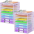 Cawukege 9 Tier Paper Organizer with Handle, Large Capacity Desk Organizer Mesh Paper Letter Tray File Folder Document Sorter for Classroom and Office Accessories Organization- Purple (2 Pack)