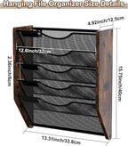 PAG-Mass Wall File Organizer,5 Tier Mesh Mail Organizer Wall Mounted,Hanging File Holder,Magazine Rack for Documents,Magazine,Literature,File,Mails,Envelopes