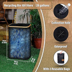efluky Recycling Bin for Kitchen 26 Gallon, 100L Recycle Bin with 2 Removeable and Reusable Inner Bag, Large Recycling bin with lid for Bottle Can Plastice Stickers (Black)