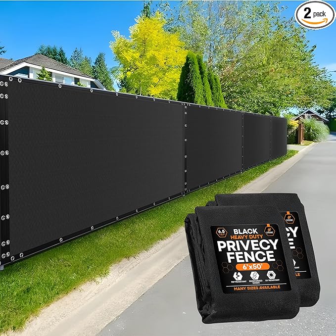 Xpose Safety Privacy Fence Screen 6’ x 50’ (2 Pack) – Heavy Duty Black Mesh with 90% Visibility Block, UV Protection – Includes Cable Ties – for Garden, Yard, Nursery, Kennel, Dog Run, Greenhouse