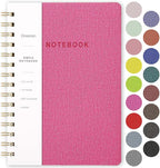 Spiral Notebook-5.75" x 8.125" College Ruled Journal with Inner Pockets and 160 Pages,PU Leather Cover Business Journal, Twin-Wire Binding Notebook Perfect for Office & Home School Supplies Rose Red