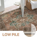 GENIMO 2'6"x8 Runner Rugs for Hallway, Machine Washable Non Slip Vintage Rugs, Low Pile Lightweight Soft Print Rug for enrtyway, Corridor, Home Office, Kitchen, Rosewood