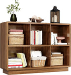 ChooChoo 6 Cube Storage Organizer, Wooden Bookcase with Storage, Cube Storage Bookshelf for Bedroom and Home Office, Brown Walnut