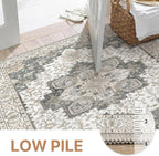 GENIMO 2'6''x10 Runner Rugs for Hallway, Machine Washable Non Slip Vintage Rugs, Low Pile Lightweight Soft Print Rug for enrtyway, Corridor, Home Office, Kitchen, Heathered Grey