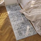 Rugcomf Runner Rug for Hallways Kitchen Non Slip 2'x 6' Washable Rugs with Rubber Backing Soft Floral Carpet for Hallways, Kitchen, Laundry, Bedroom, Bathroom(Grey)