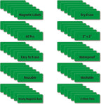 Magnetic Dry Erase Magnets Labels 3x1 inches, Reusable Name Tags, Organizing Schedules in Office/Classroom. Work on Fridge/White Board (Green 60Pcs)