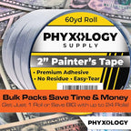 No-Residue Blue Painters Tape 2 inch 4x 60 Yard Roll. Easy-Tear, Pro-Grade Removable Masking Tape Great for Home, Office, Commercial Contractor. Clean, Drip-Free Painting w/ Wide Crepe Paper Rolls