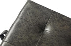 Adeco Small Faux Leather Storage Ottoman Bench with Wood Legs, 15.2" Square Mixed Grey PU Cube Foot Stool, Upholstered Button Tufted Vanity Chair with Hinged Lid for Living Room, Bedroom, Dorm