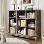 EnHomee 9 Cube Storage Organizer and Shelves, Cubby Storage Organizer, Bookshelves with Storage for Home and Bedroom, Black Oak