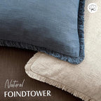 Foindtower Set of 2 Decorative Linen Fringe Lumbar Throw Pillow Covers Farmhouse Cushion Cover with Tassels Soft Accent Pillowcase for Couch Sofa Bed Living Room Home Decor,12×20 Inch,Dark Blue