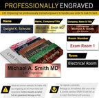 Personalized Name Plate with Choice of Mounting Holders for Walls, Doors, Cubicles, Hanging and More - Custom Orange Plastic Black Letters - USA Made 2x10 - B11