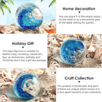 EUSTUMA Hand Blown Glass Figurines Ball Ocean Waves,Paperweight Glass Ball,Home Decor Collectible,Aquarium Decor,Office Decor Ocean Lovers (Ocean Waves)