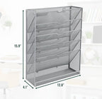 EASEPRES 6 Tier Mesh Hanging Wall File Organizer, Desk Vertical Mail Paper Document Folder Holder Rack with Bottom Tray and Nametag Label for Office Home School, Gray