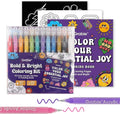 Grabie 12Colors Acrylic Gel Pens&Coloring Book, Medium Point Colored Gel Pens, Acrylic Gel Ink Pen Assorted Colored for Drawing, Note Taking, Bold&Bright Coloring Kit, Set of 12 (Essential Colors)