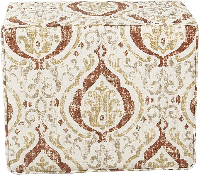 Spatial Order Square Ottoman - Burnt Orange and Cream Medallion
