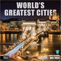 RED EMBER World's Greatest Cities 2025 Wall Calendar 12 Month | 12" x 24" Open | Thick & Sturdy Paper | Giftable | Calendar 2025