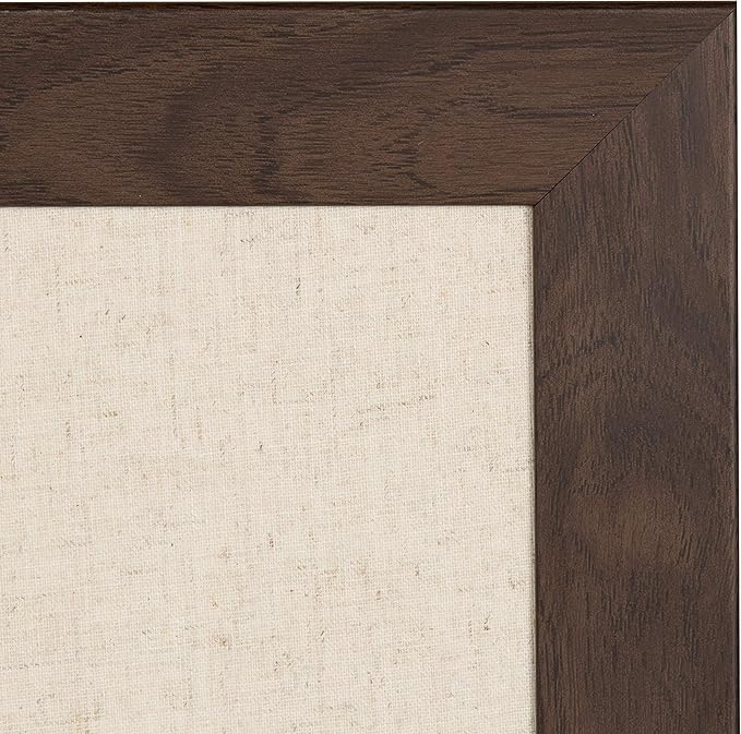 DesignOvation Beatrice Framed Linen Fabric Pinboard, 18x27, Walnut Brown