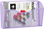 EasyPAG Single Pocket Wall File Organizer, Mesh Hanging File Folder Organizer for Letter/A4 Size Folders, Wall Mounted Vertical Mail Holder for Paperwork, Office, Home, School, Purple