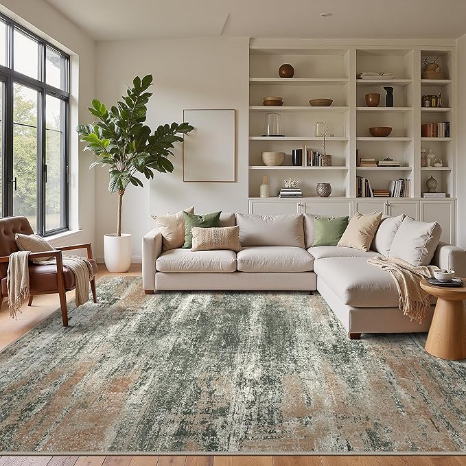 GENIMO 8x10 Area Rugs, Modern Living Room Rugs, Large Machine Washable Rug Non-Slip, Soft Pet Friendly Rugs for Bedroom, Playroom, Dining Room, Gray Mist