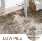 GENIMO Washable Area Rugs for Living Room, 8x10 Vintage Non Slip Rugs, Low Pile Lightweight Soft Print Rug for Bedroom, Dining Room, Home Office, Faded Brown