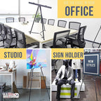 U.S. Art Supply 66" High Boardroom Black Aluminum Flip Chart Easel & Presentation Stand - Adjustable Floor/Tabletop, Portable Tripod, Holds 25 lbs., for Chart Paper, Poster Boards, & Pads