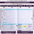 Life Planner - Undated Weekly & Monthly Planner, 12-Month Journey to Increase Productivity | Gratitude Journal, Life Organizer & Goal Journal | Include Foldable Vision Board, Habit Tracker & Stickers