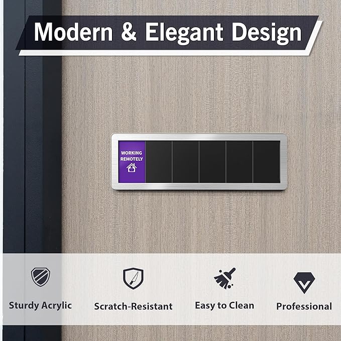Office Door Signs-Meeting in Progress Door Sign with 6 Options, Do Not Disturb, In a Meeting, Out of Office, Working from Home, Come on in, Back Soon, Business Privacy Sign Shows the Status of the Person Inside the Room