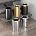 Gatco 1910B Modern Round Wastebasket, Brushed Brass- Stainless Steel Trash Can with Removable Lid, Leakproof, 3 Gallon Capacity for Bathroom, Bedroom, Kitchen, or Office