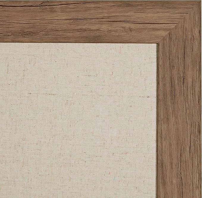 DesignOvation Beatrice Framed Linen Fabric Pinboard, 27x33, Rustic Brown, Decorative Farmhouse Wall Organizer
