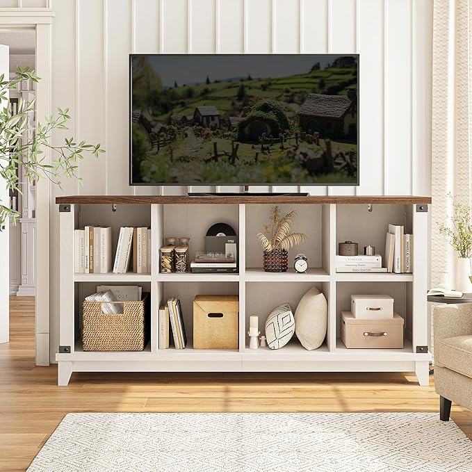 EnHomee 8 Cube Storage Organizer, Cube Organizer with Storage, Book Shelf for Bedroom and Home Office,White,Wood