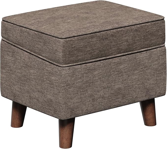 FAGAGA Storage Ottoman with Adjustable Cover, Soft Step Stool, Footrest and Seat, Ottoman Foot Rest for Living Room, Bedroom, Dorm, Brown